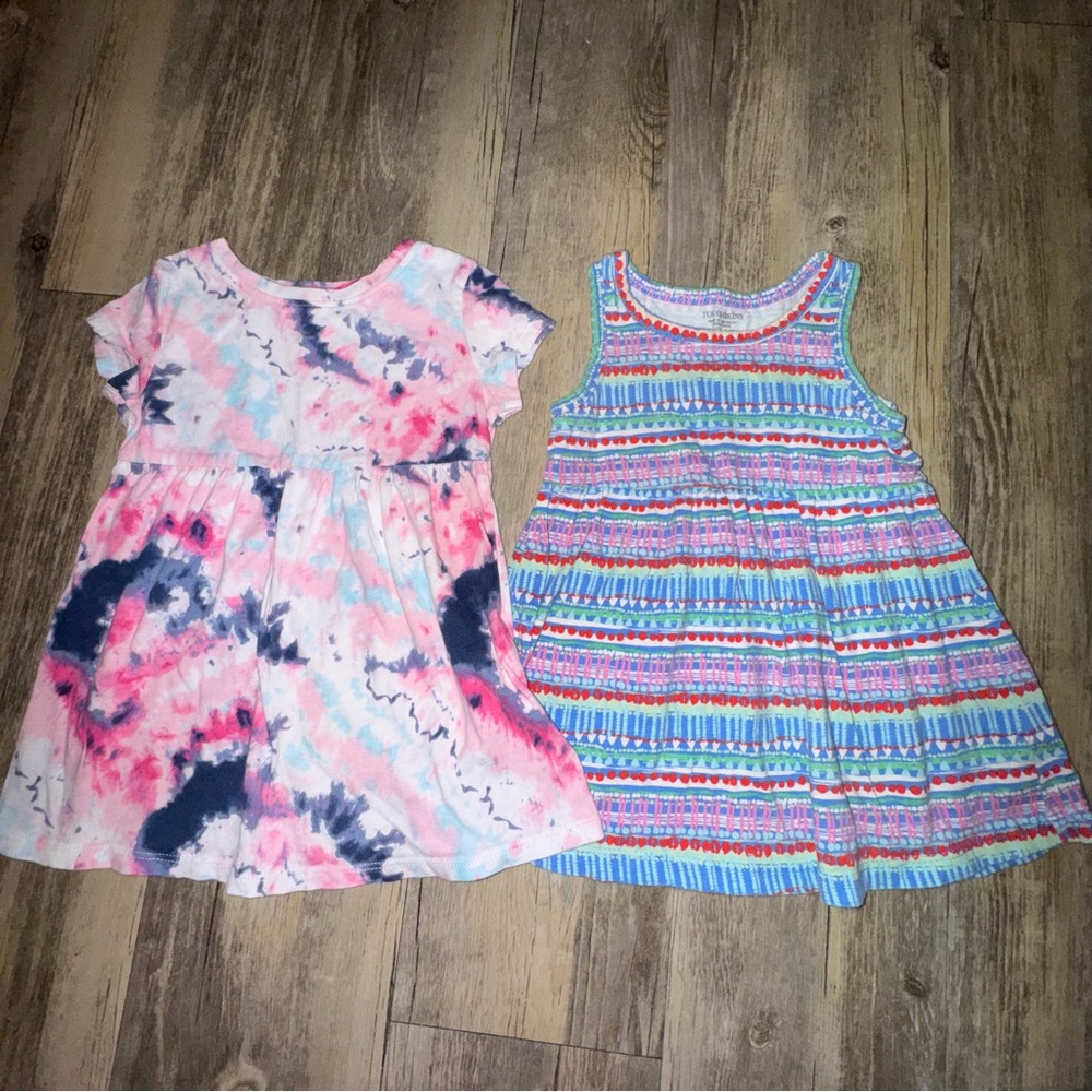 Cat & Jack Pink Tie-Dye and Colorful Striped Dresses - Picture 3 of 8